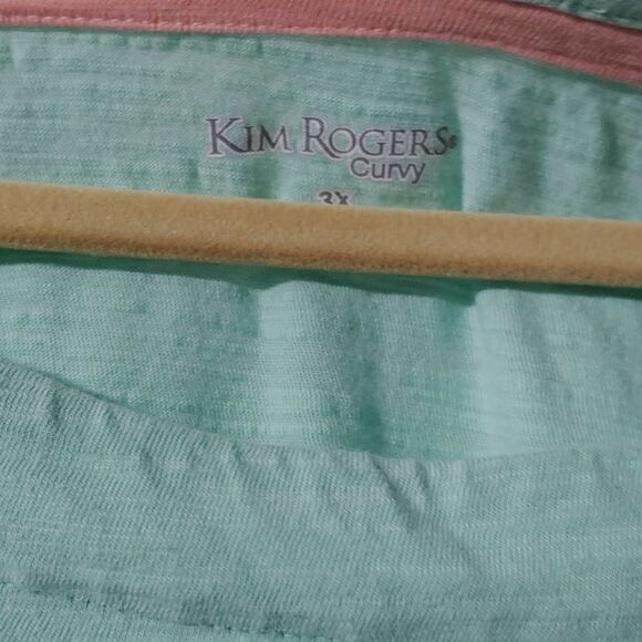 Kim Rogers Curvy mint green tshirt with pink pineapple  Sz 3X - Picture 3 of 4